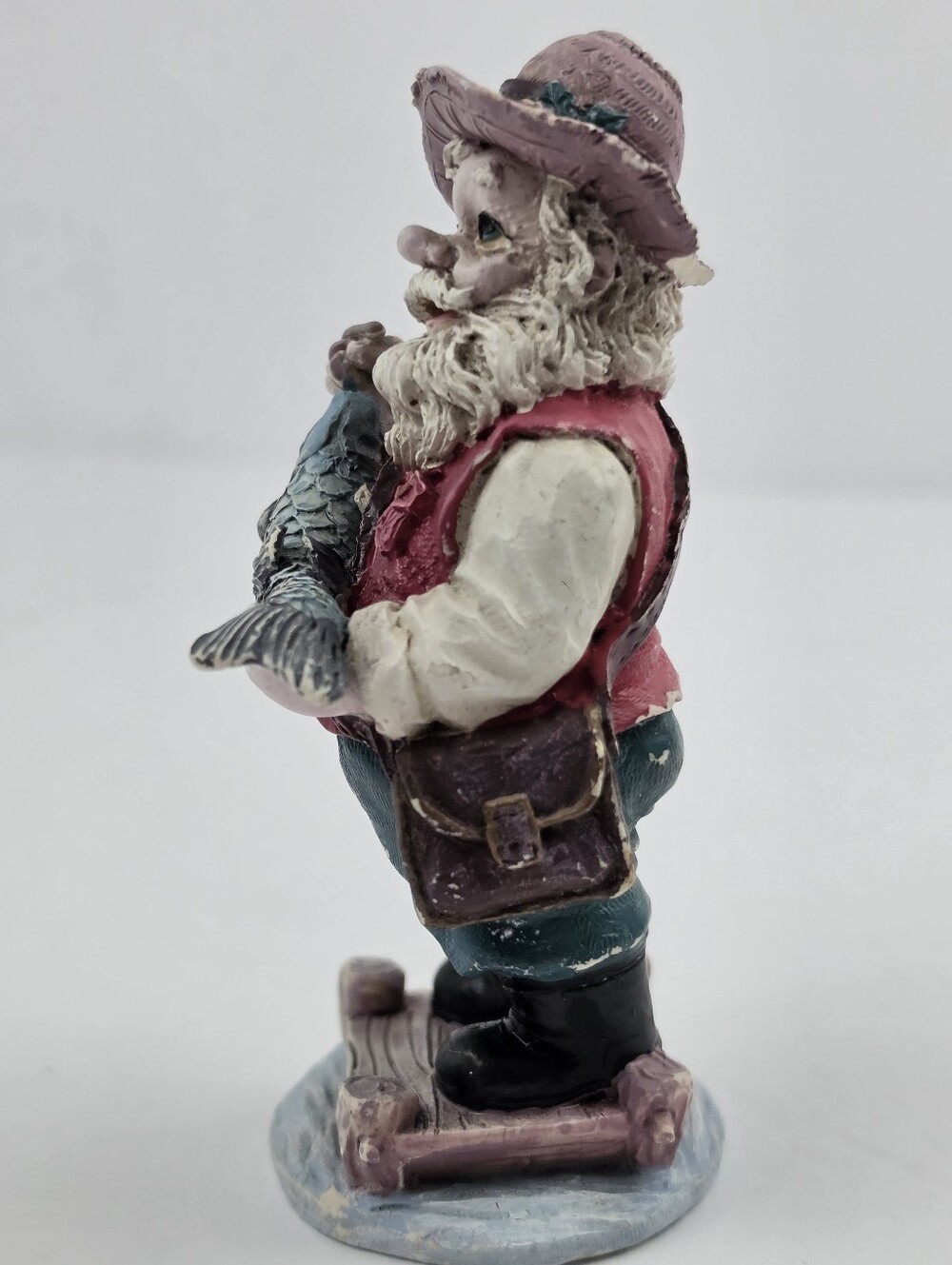 Vintage Fisherman Figurine Holding Fish – 4.5" Decorative Statue - Picture 2 of 7